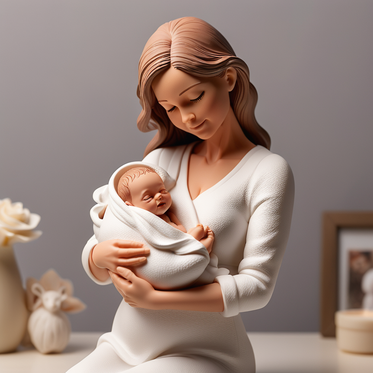 A personalised 3D figurine capturing the bond between mother and baby, a heartfelt gift idea.