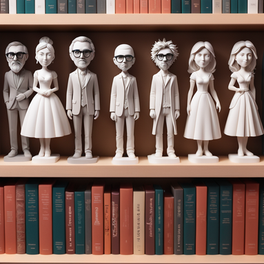 Bookshelf with Literary Collectibles