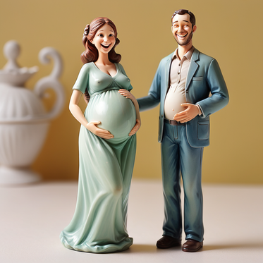 A trio of 3D printed figurines showcasing mother, father, and baby, symbolizing unity and love.