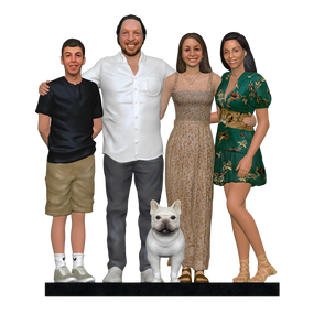 Customized 3d printed family figurine alongwith your pet to cherish the special moments