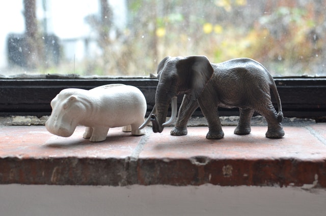 Animal figurine in the bathroom.