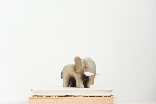 Elephant figurine in kid's room.