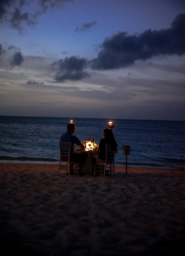 Romantic candlelight dinner on Valentine's day 2024