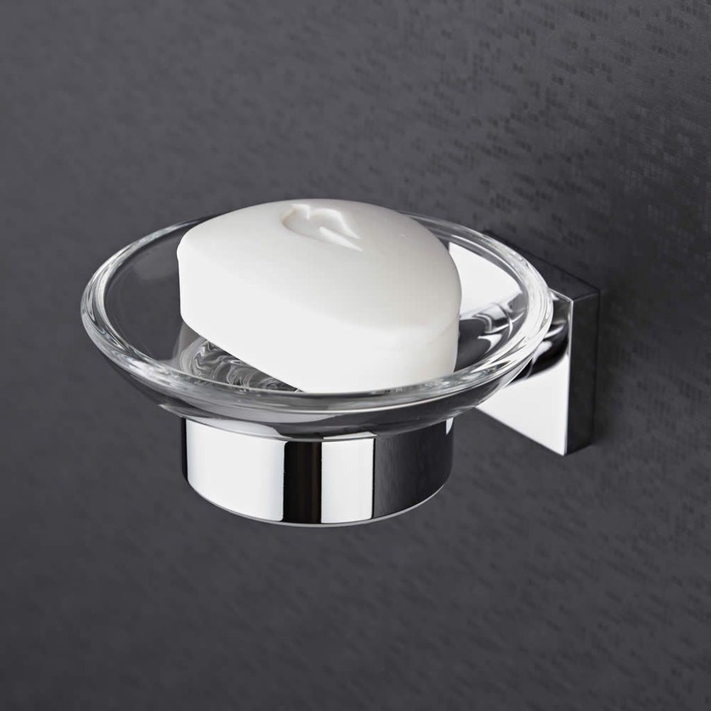 Artica Swarovski Wall Soap Dish Holder, Luxury Bathroom Accessory. Wall-Mounted Soap Dish Polished Chrome