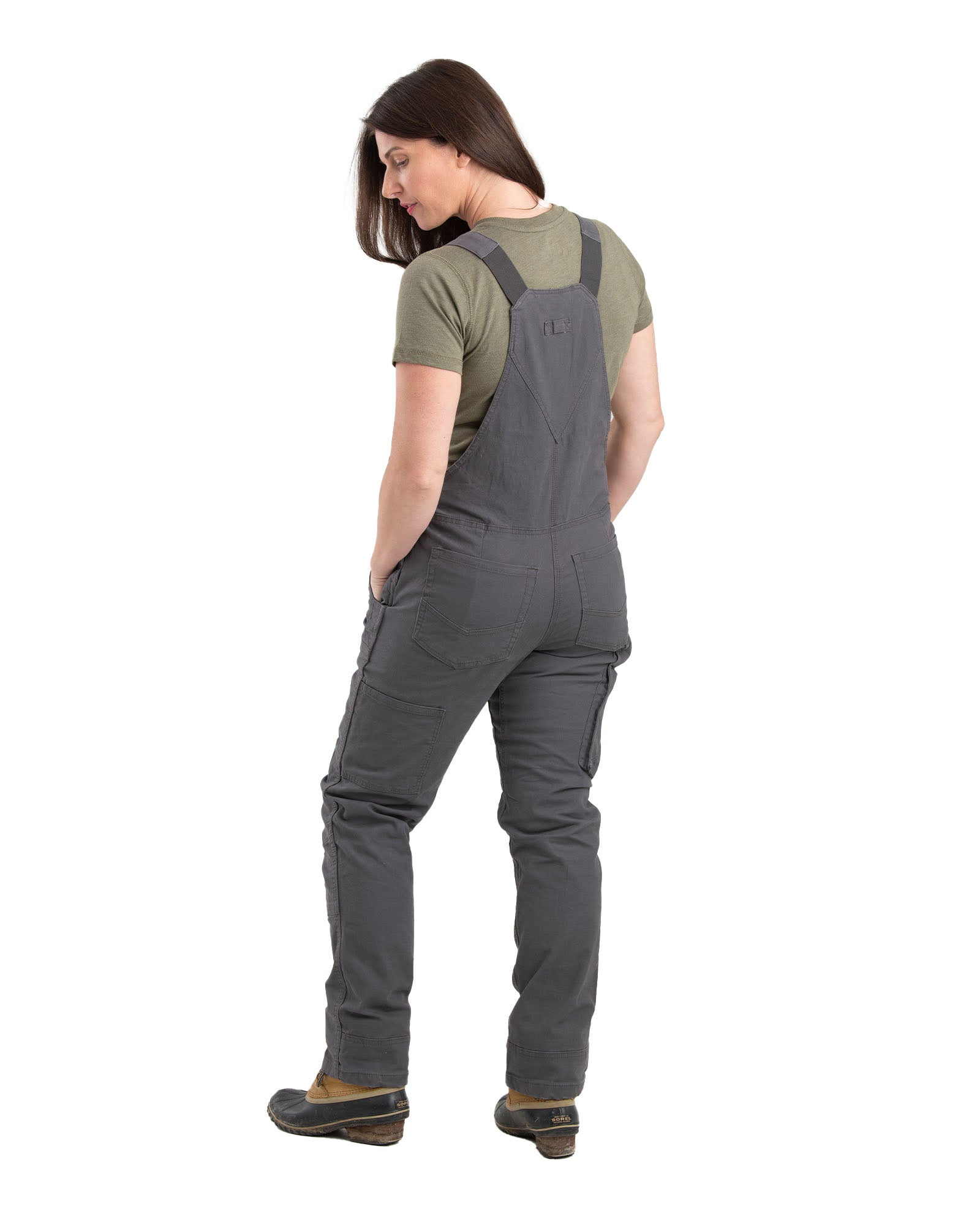 Berne Ladies Dark Brown Softstone Duck Insulated Bib Overall