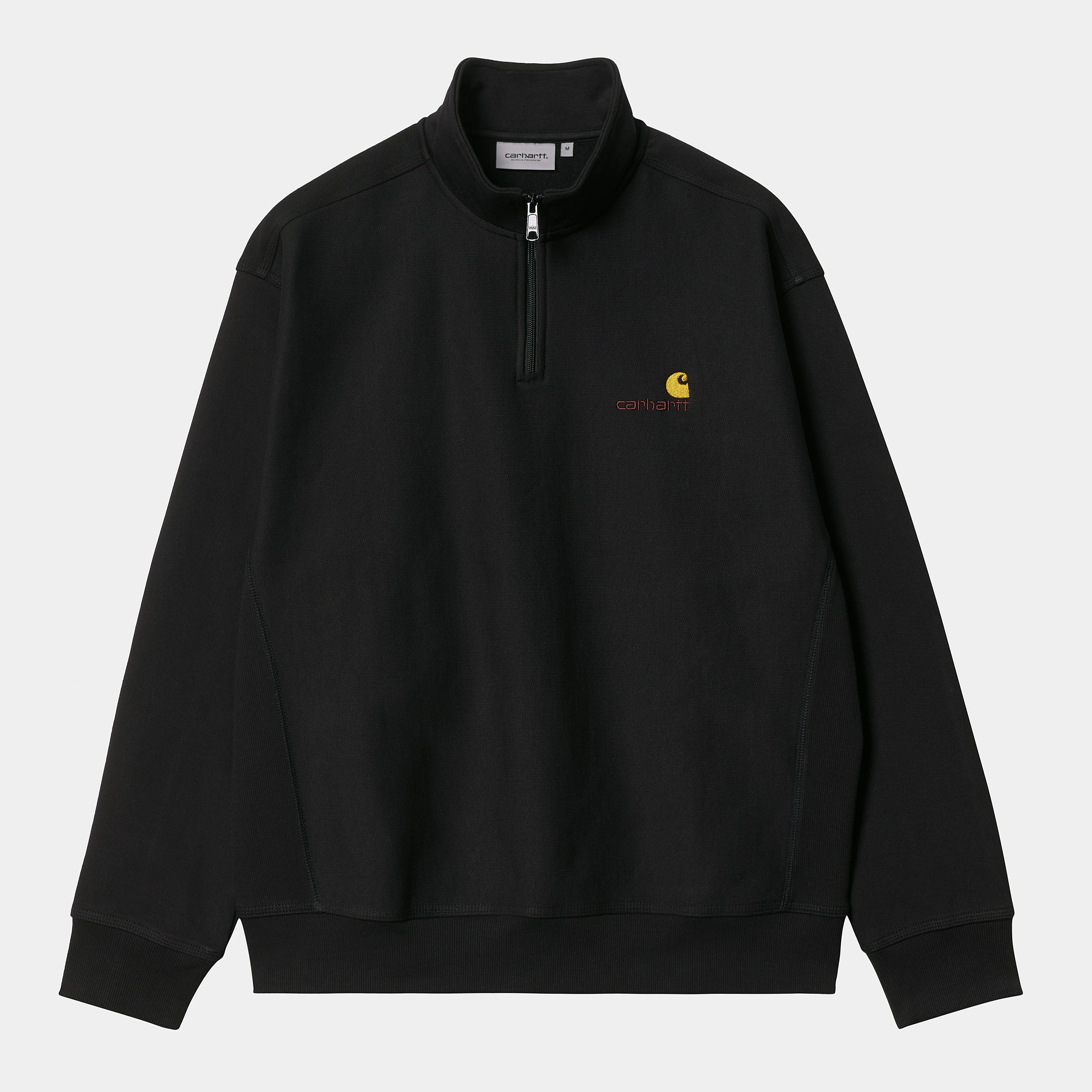 Kopie von Carhartt WIP Half Zip American Script Sweatshirt, Black M L XL