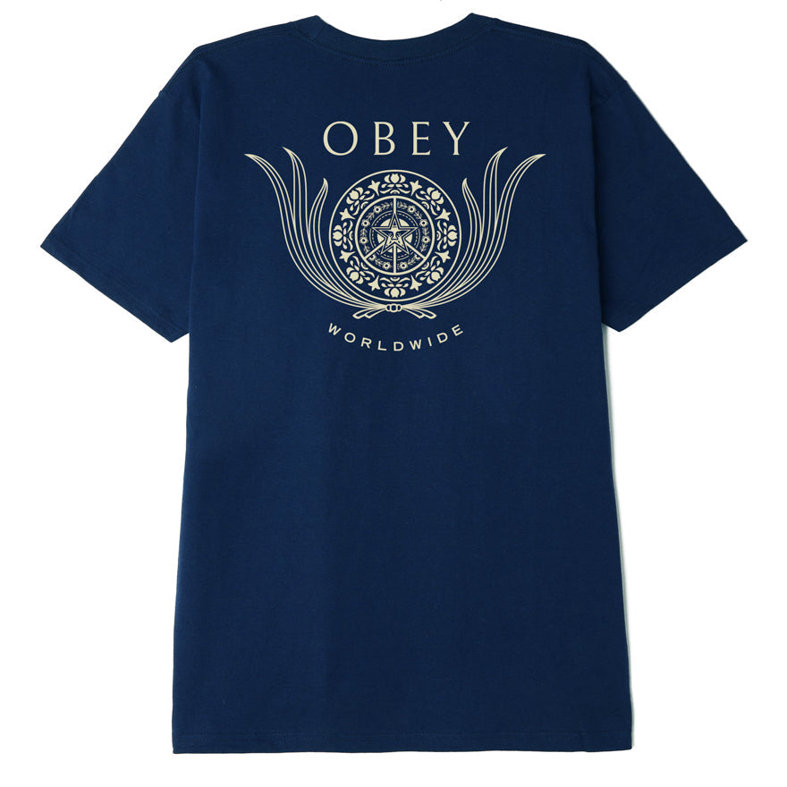 OBEY LEAF CREST CLASSIC T-SHIRT NAVY M L XL