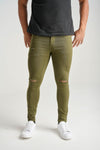 Spark Ripped Twill Jean (Olive)