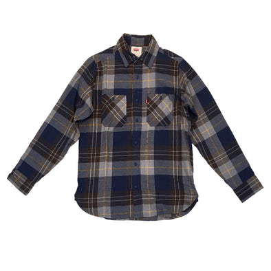 Levis Button Down Long Sleeve Shirt (Navy/Brown) - Fashion Landmarks