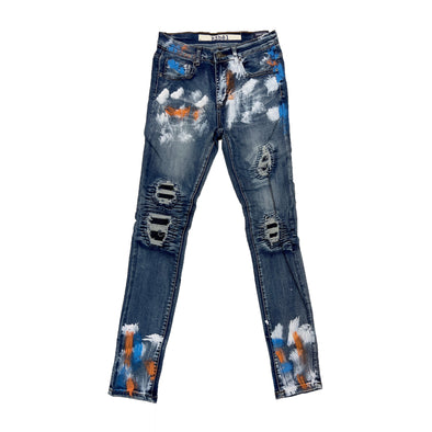 R3bel Painted Ripped Jean (Dark Indigo)