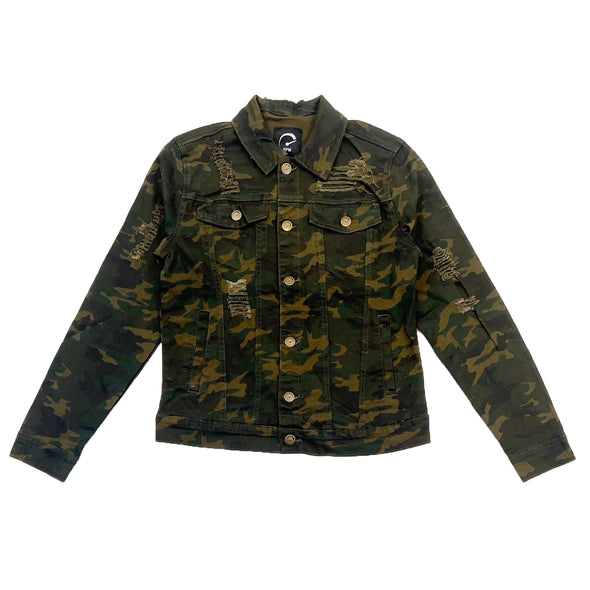 RPM Ripped Denim Jacket (Wood Camo)