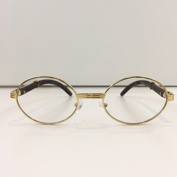 Upstreamers Gold Frame Clear Lens Glasses (Circle)