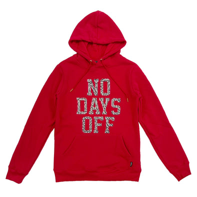 Huge 3D EMBO Print No Days Off Hoodie (Red)