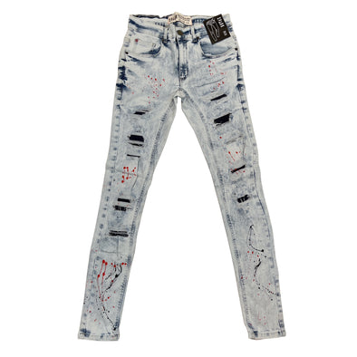 Spark Paint Ripped Jean (Ice Blue)