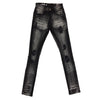 Copper Rivet Washed Ripped Wrinkle Jean (Black)