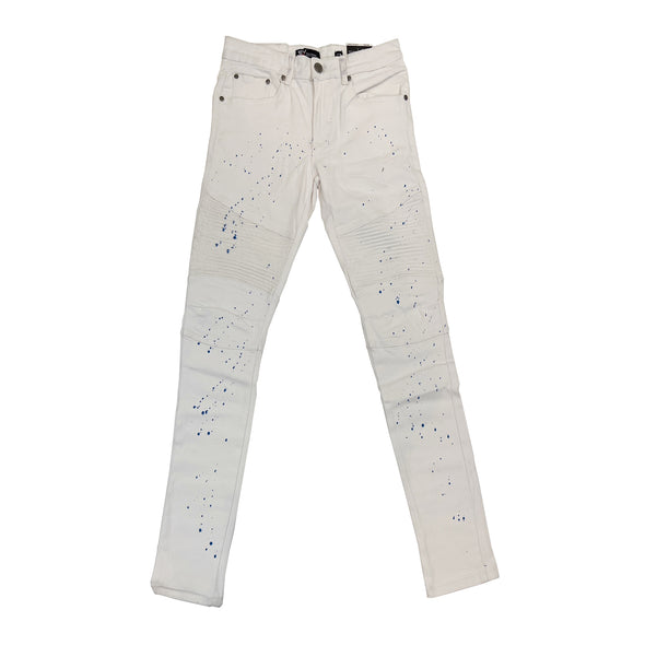 Evolve Painted Biker Jean (White/Royal)