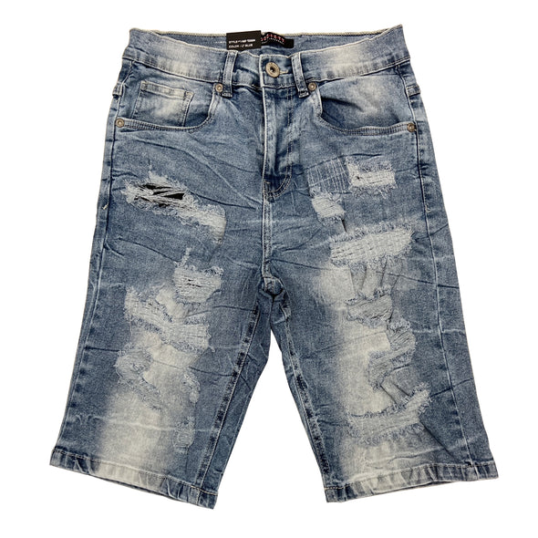 M.Society Ripped Jean Short (Light Blue)