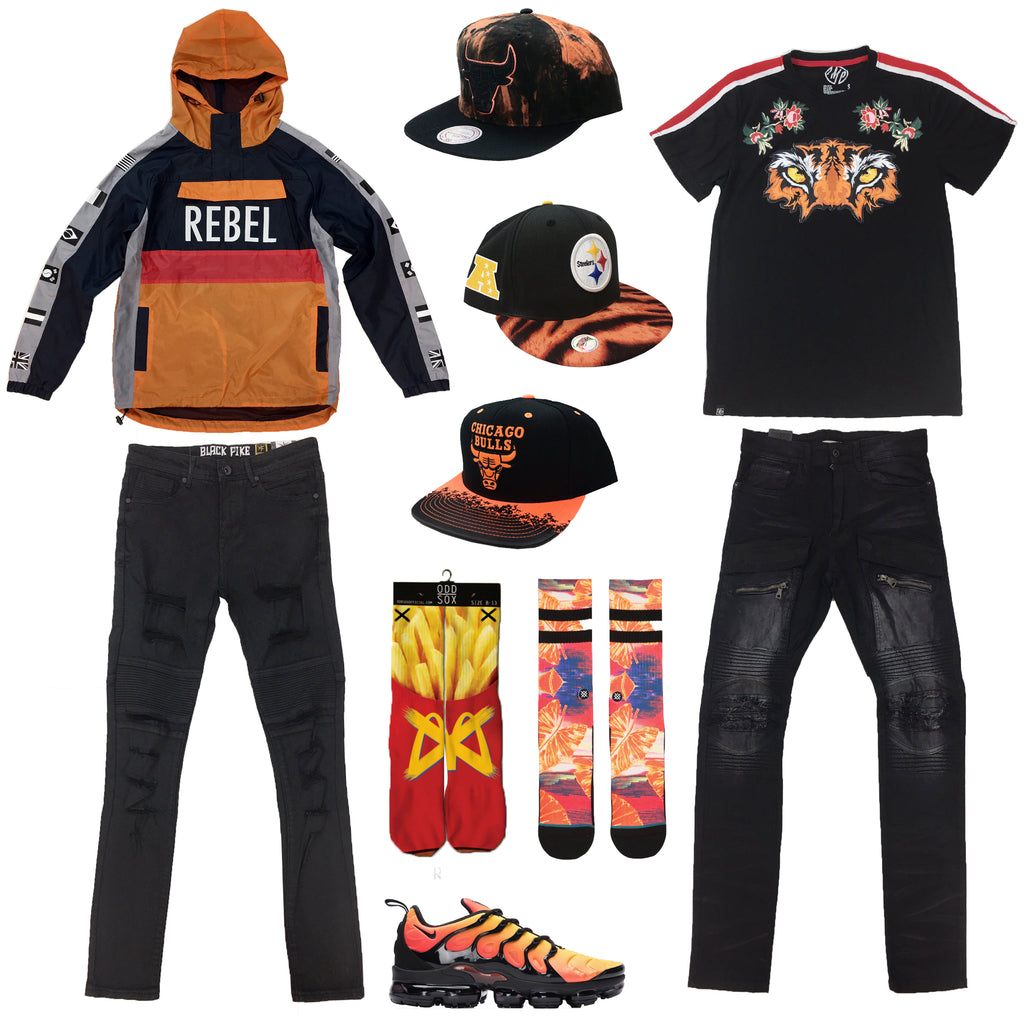 orange and black nike outfit