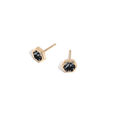 Shahla Karimi Mini Honey Studs in Snowflake Obsidian