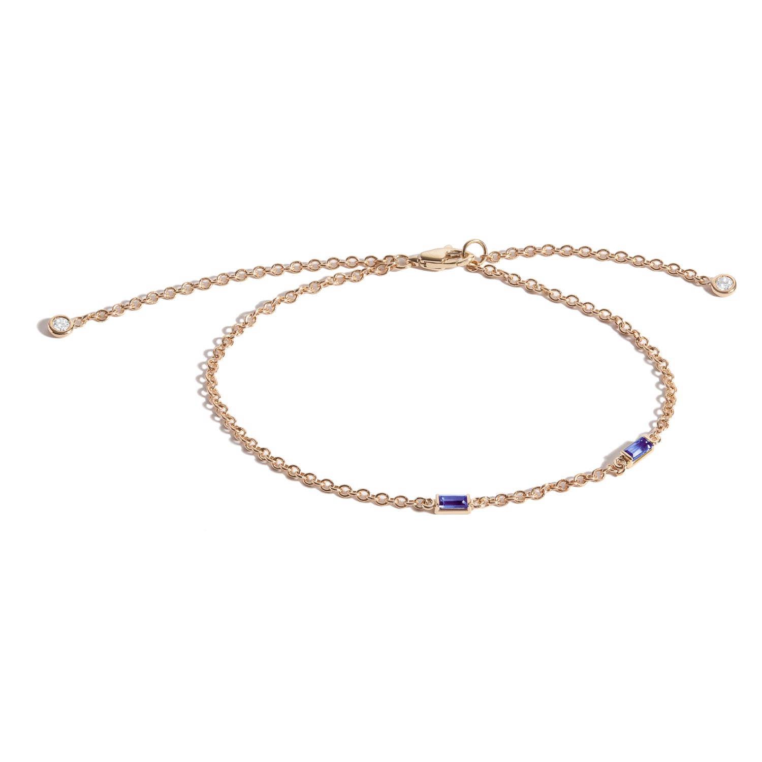 Birthstone Baguette Bracelet with Diamond Dangles – Shahla Karimi