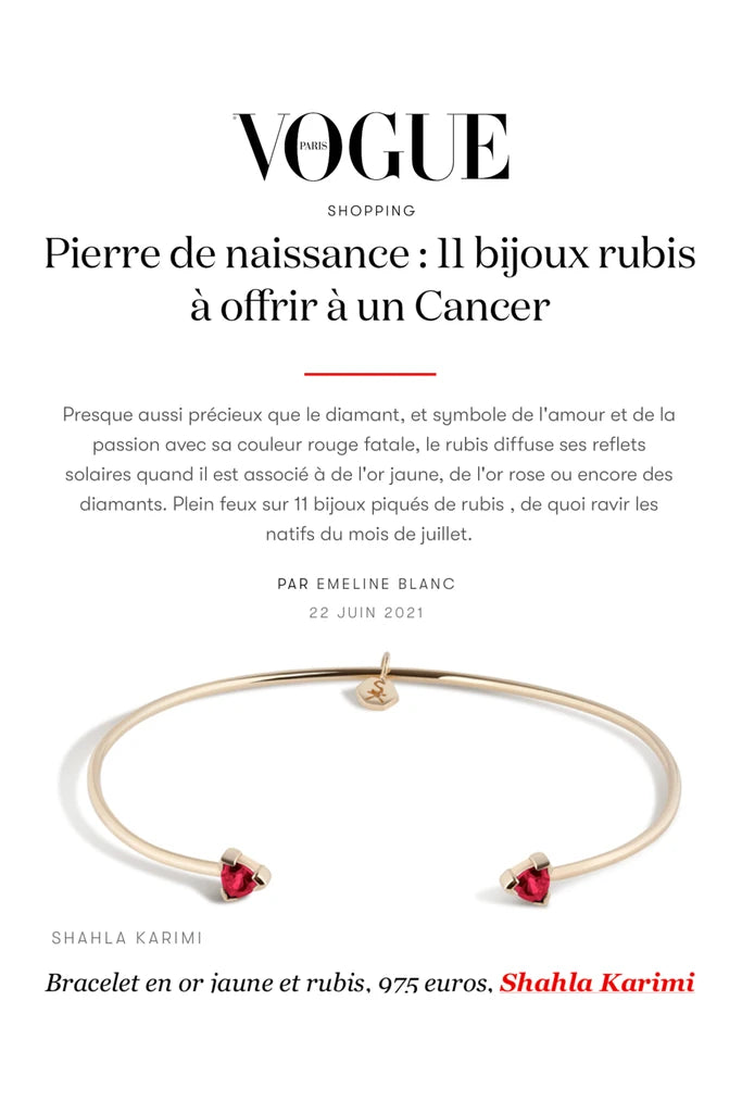 vogue paris featuring the 14k yellow gold and ruby birthstone cuff