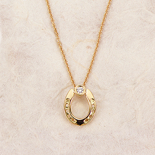 Diamond Horseshoe Necklace, 18k gold Ashley's Equestrian Jewelry