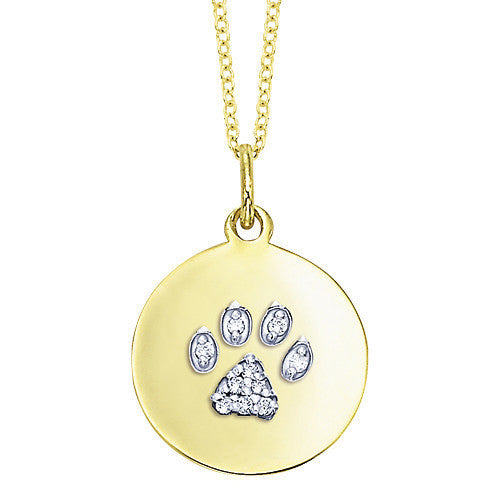 14k gold paw print pendant