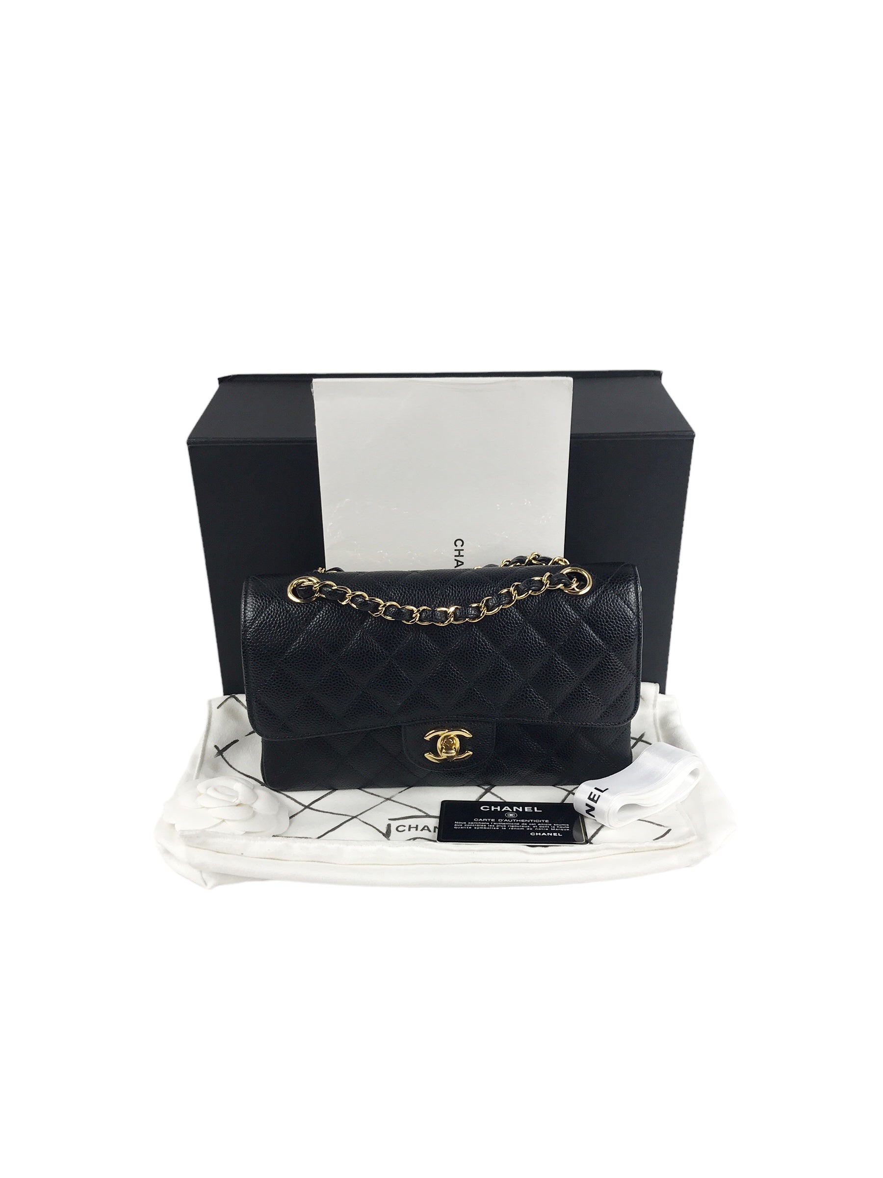 Chanel Classic Quilted Small Double Flap Black Caviar