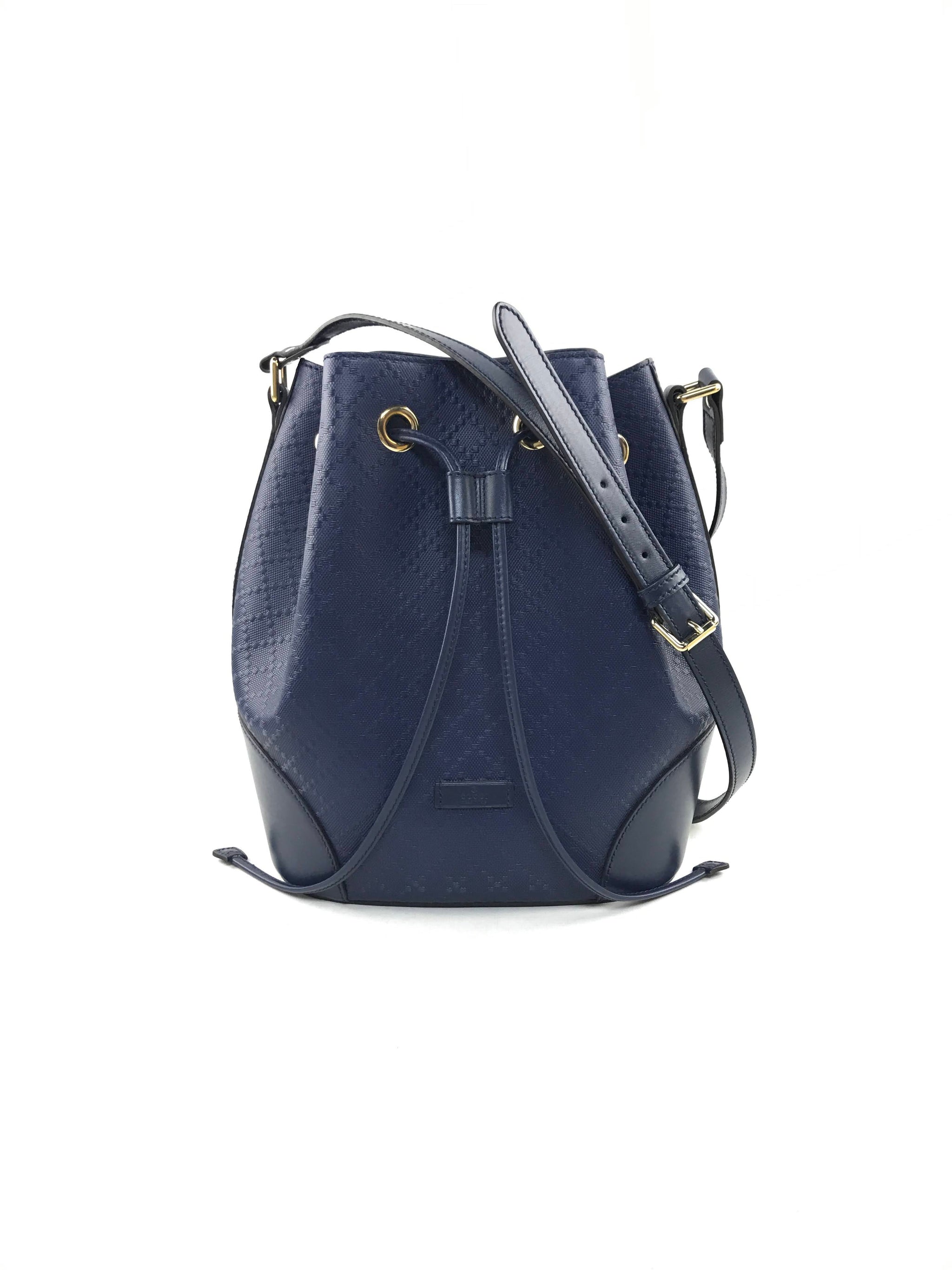 navy blue bucket bag