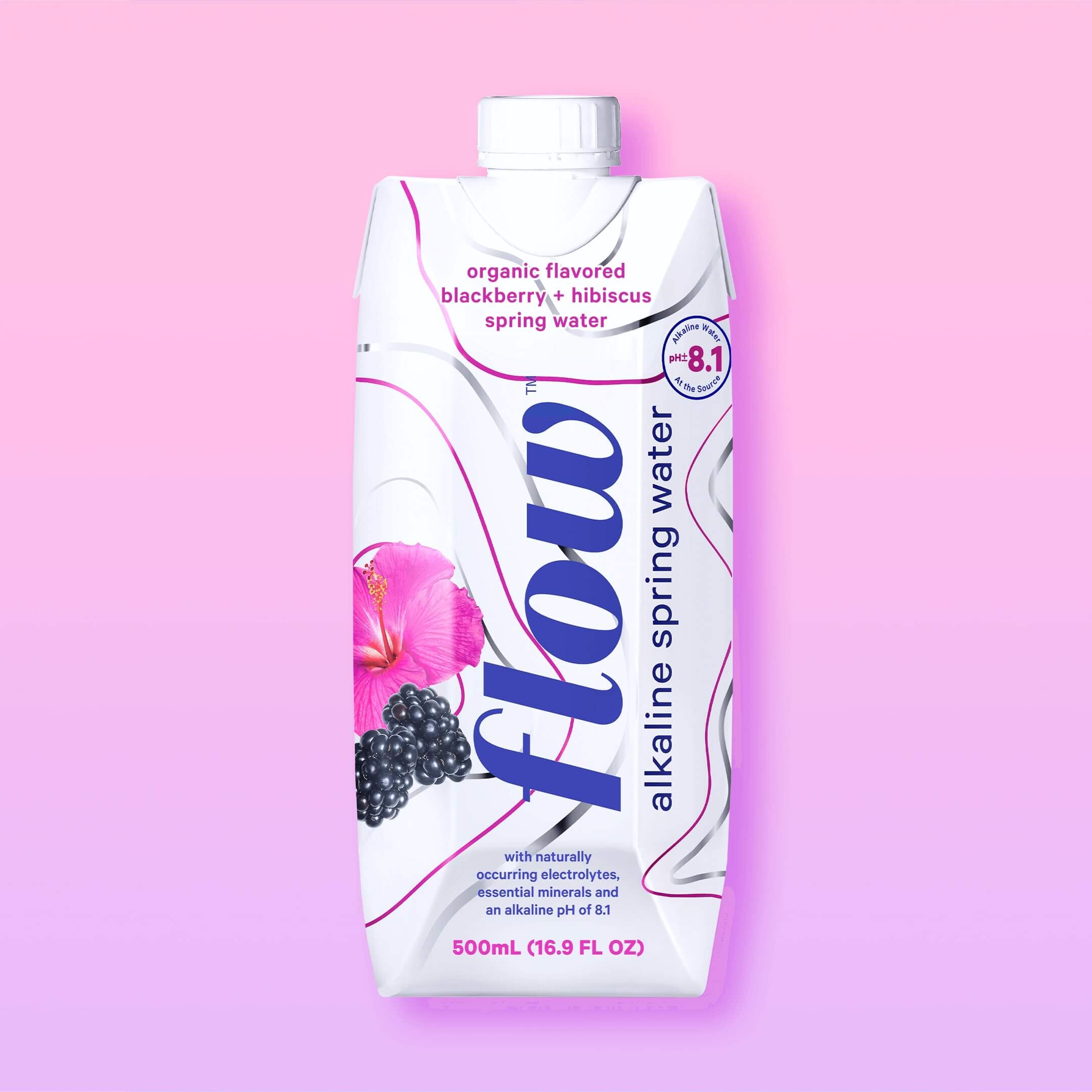 12 pack of 500ml - Blackberry + Hibiscus - Flow Alkaline Spring Water US product image