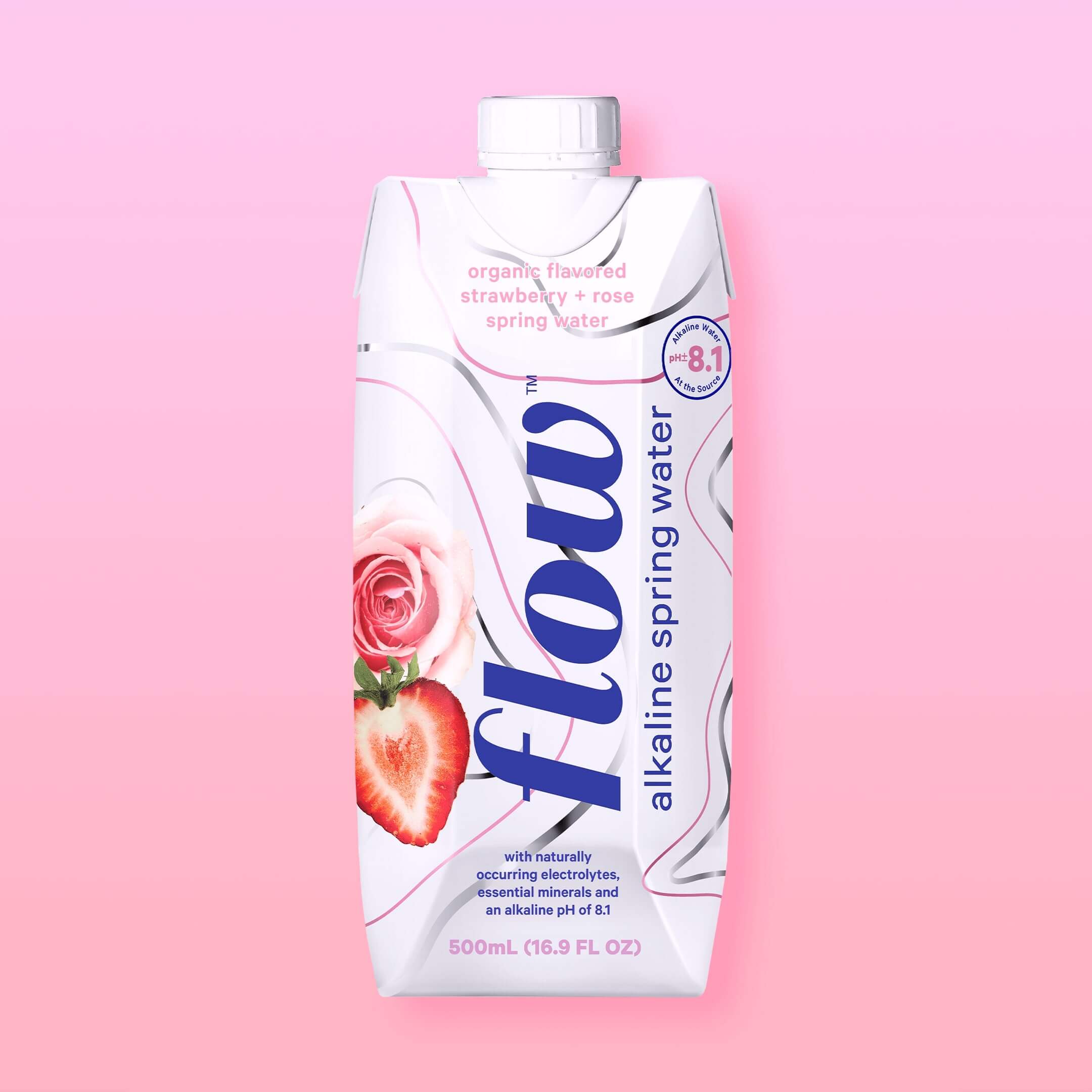 12 pack of 500ml - Strawberry + Rose - Flow Alkaline Spring Water US product image