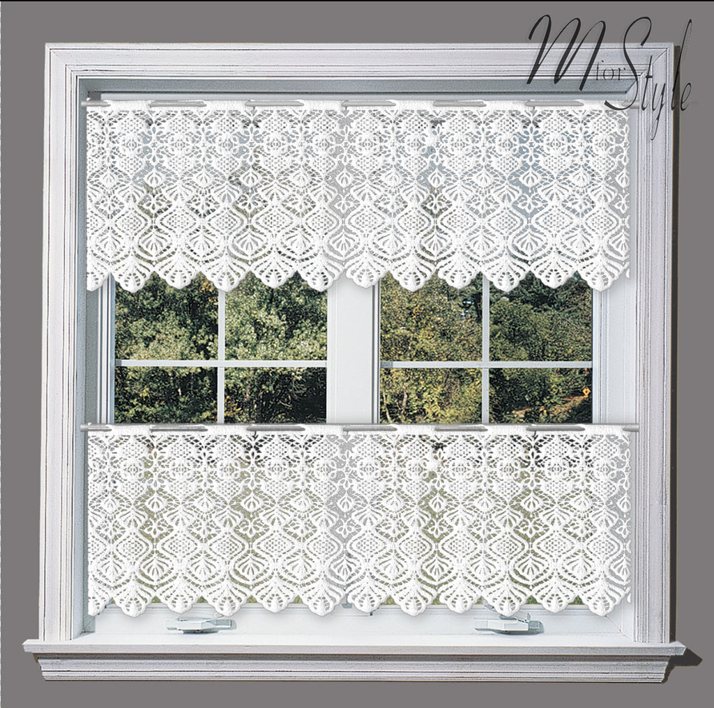 White Kitchen Cafe Net Curtain Classic Lace Sold by the metres - Drop ...