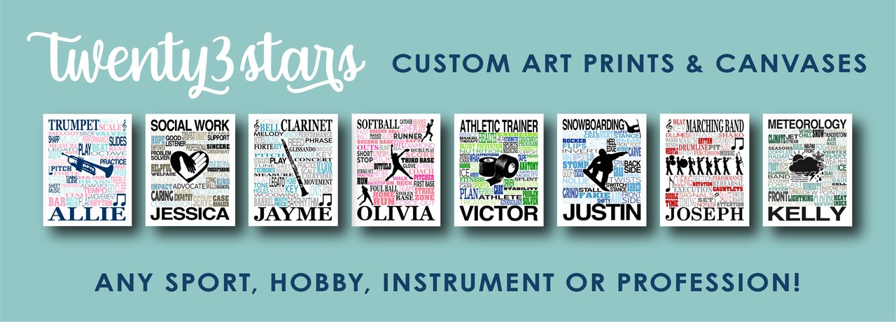 Custom Sports and Music Typography | Nursery Art | twenty3stars