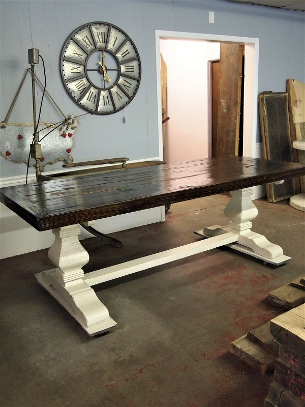 Walnut Finish Farmhouse Table