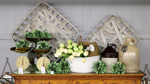 Tobacco Baskets Atop and Amoire