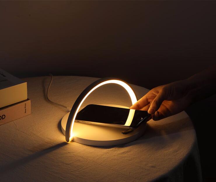 Wooden Qi Wireless Charger Lamp Desktop Wireless Charging Nightligh St –  Shopatronics