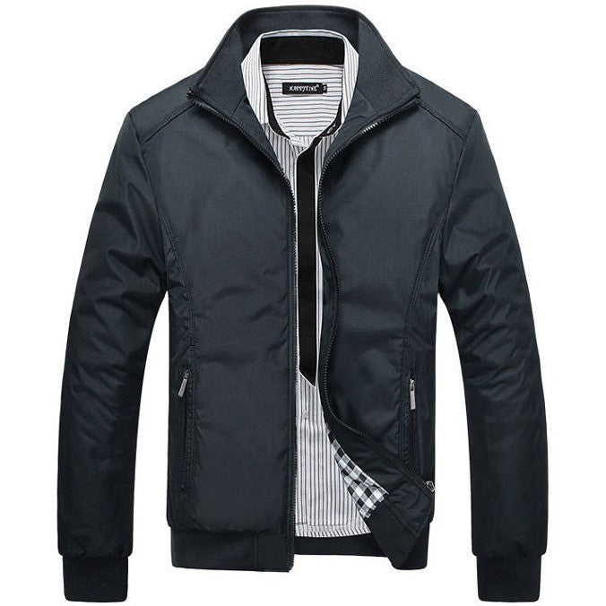Men's Jacket Spring Autumn Jacket Solid Color Slim Plus Size Casual Co ...