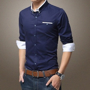 Cotton Men Dress Shirts 5XL Oversized Cotton Solid Long Sleeve Man'S S ...