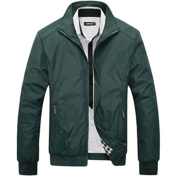 Men's Jacket Spring Autumn Jacket Solid Color Slim Plus Size Casual Co ...