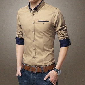 Cotton Men Dress Shirts 5XL Oversized Cotton Solid Long Sleeve Man'S S ...