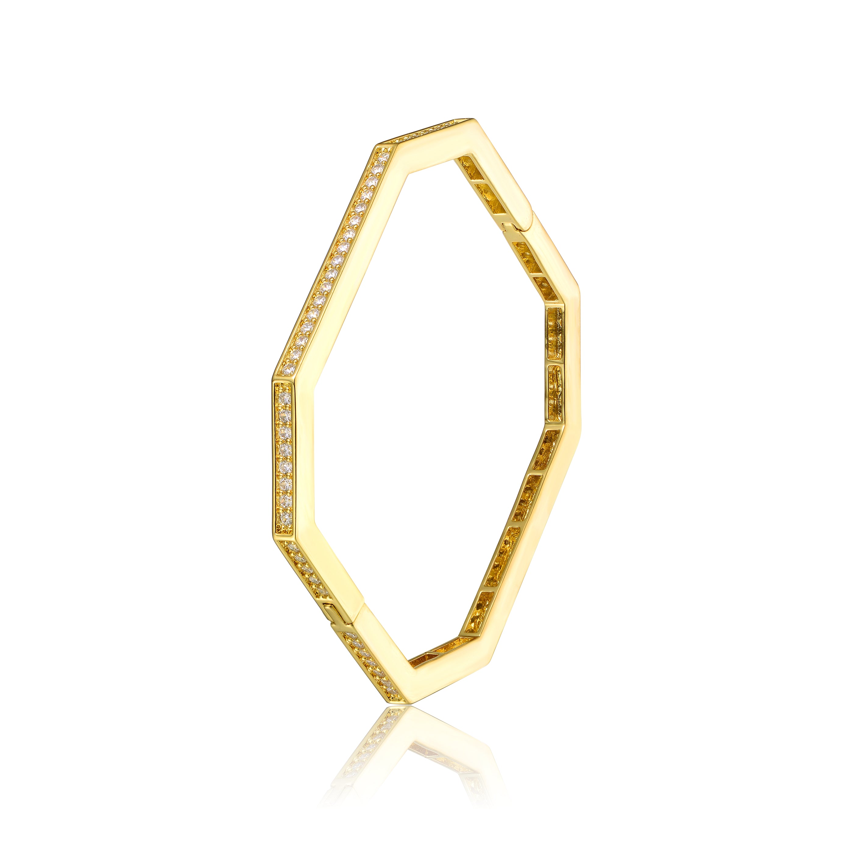 Genevive Beautiful 14K Gold Plated Hexagon Bangle