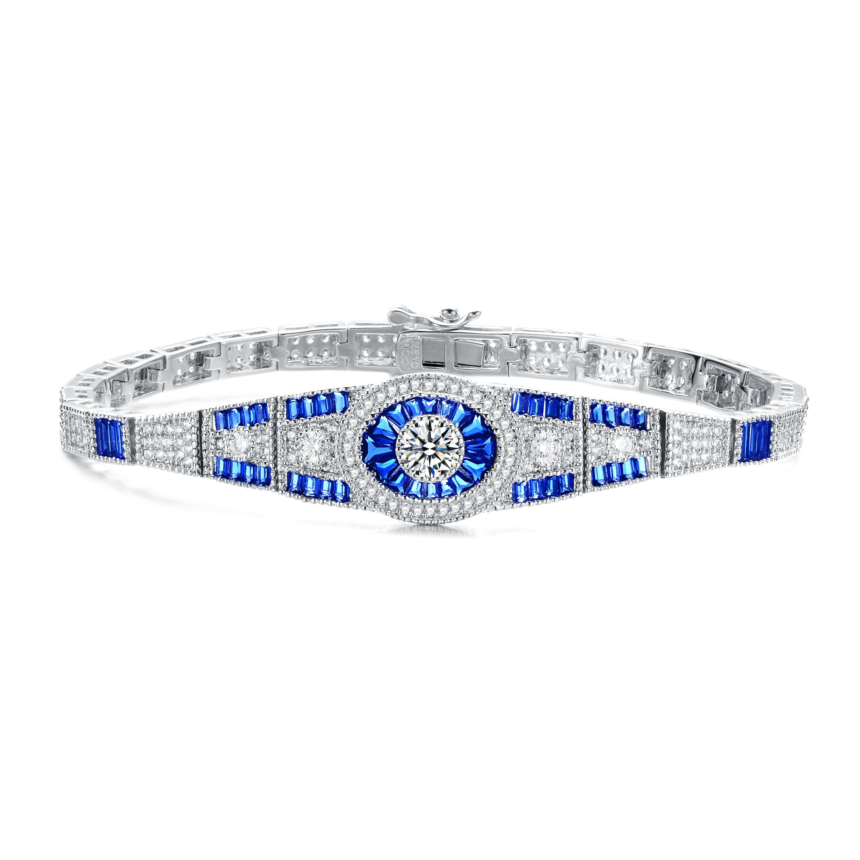 Genevive Elegany Sterling Silver Sapphire Bracelet