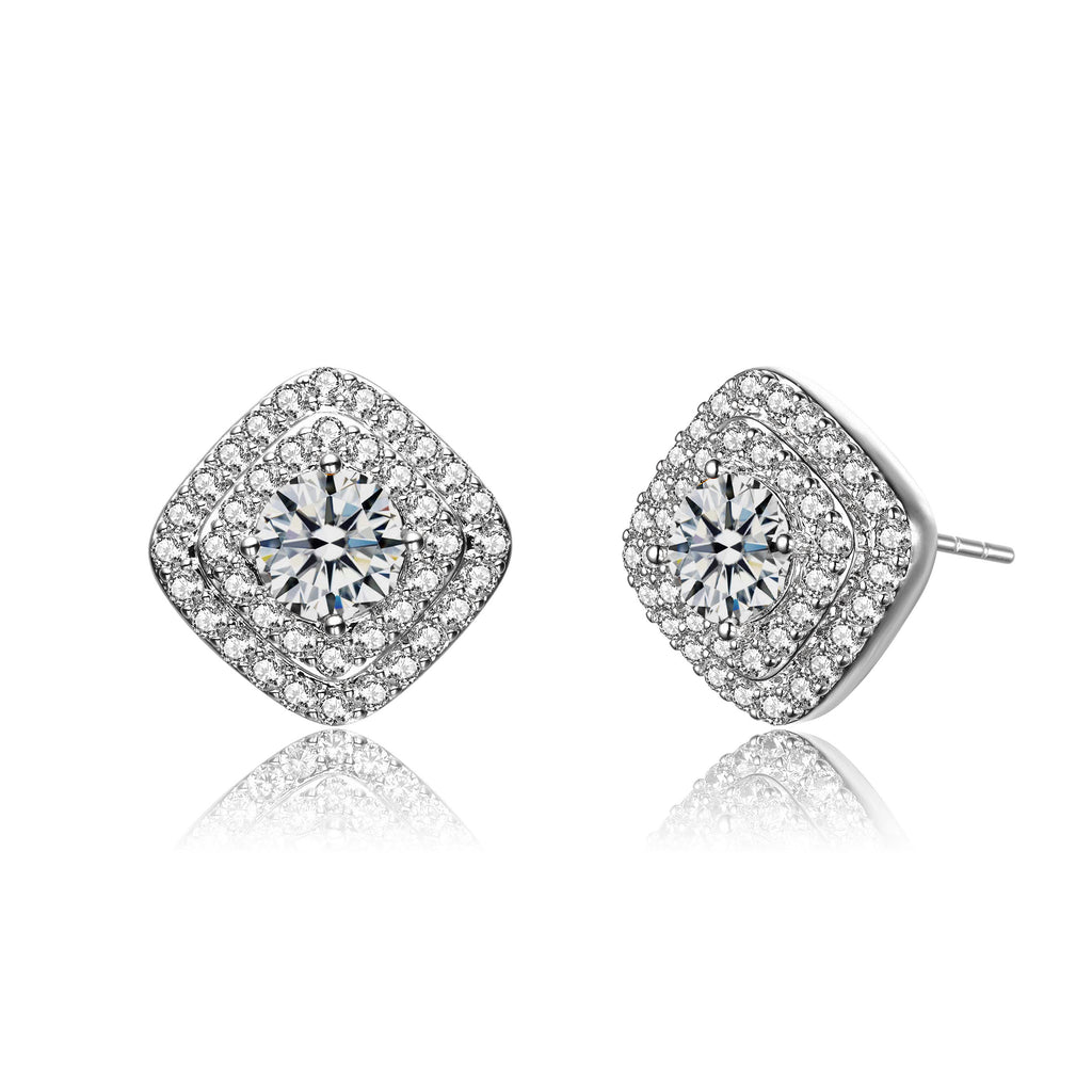 Genevive Classy Halo Square Stud Earrings – GENEVIVE