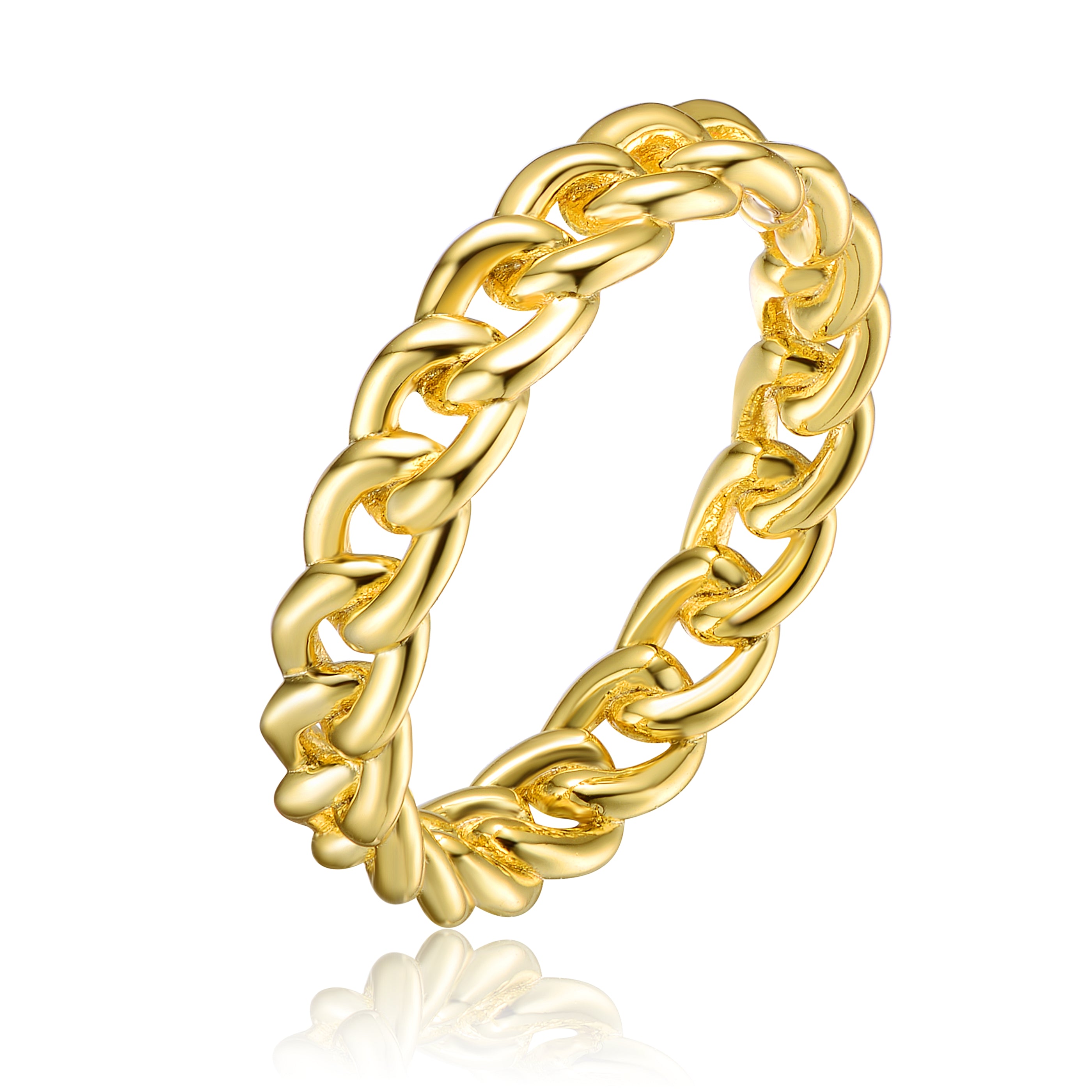 Genevive Sterling Silver 14K Gold Plated Chain Band Ring