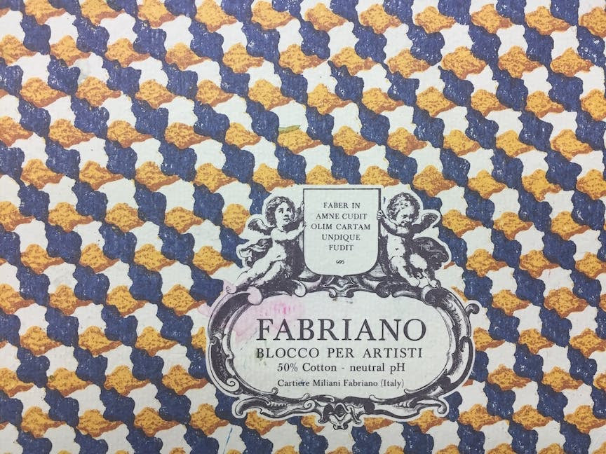The cover of a block of paper I used for watercolor painting from the Fabriano mill in Italy.