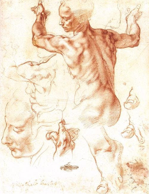 Preliminary drawings for the Libyan Sibyl, Sistine Chapel., Michelangelo.