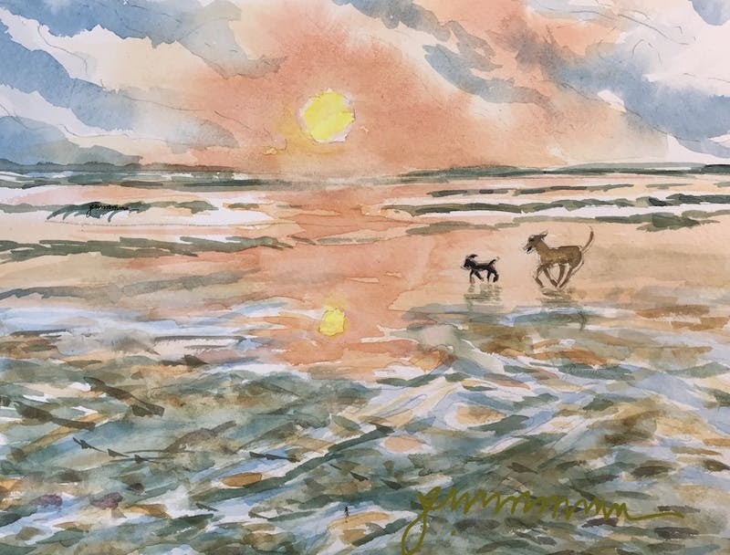 "Best Friends," by Jane M. Mason, available as an original painting or a greeting card.