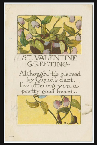 A card with two illustrations, one includes thick group of green vines at the topof the card, and at the bottom of the card is a more sparse vine with leaves. ,
