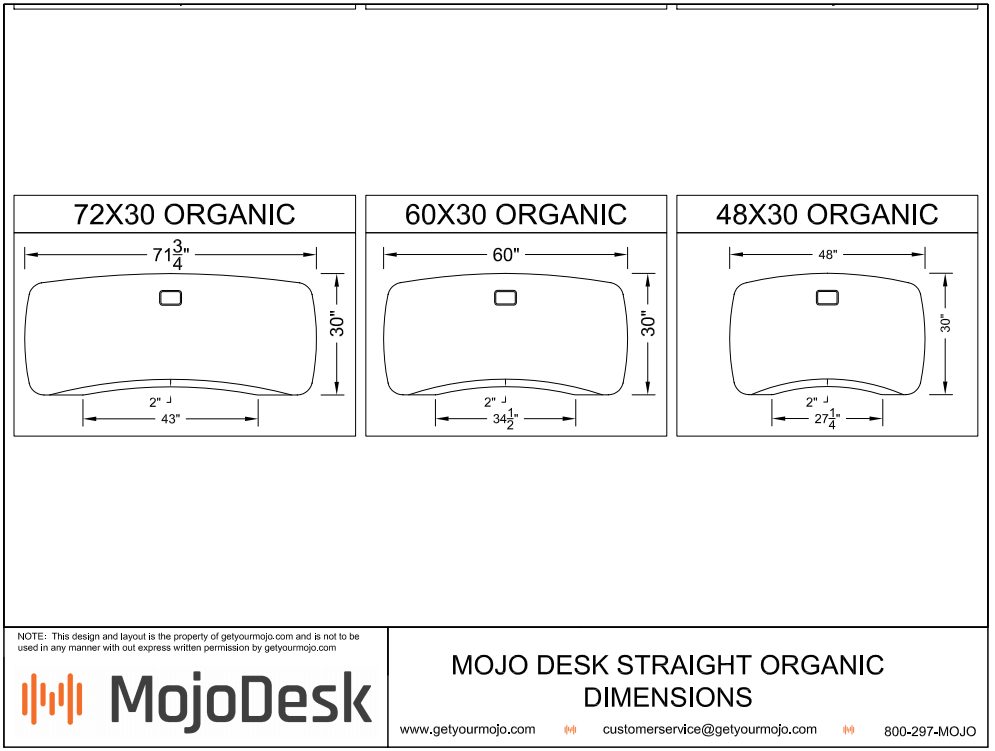 MojoDesk Curve Dimensions