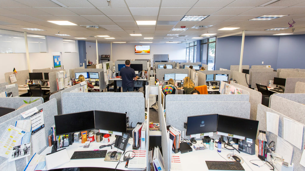 Standing Desk Contact Center Layout w/ Privacy Panels